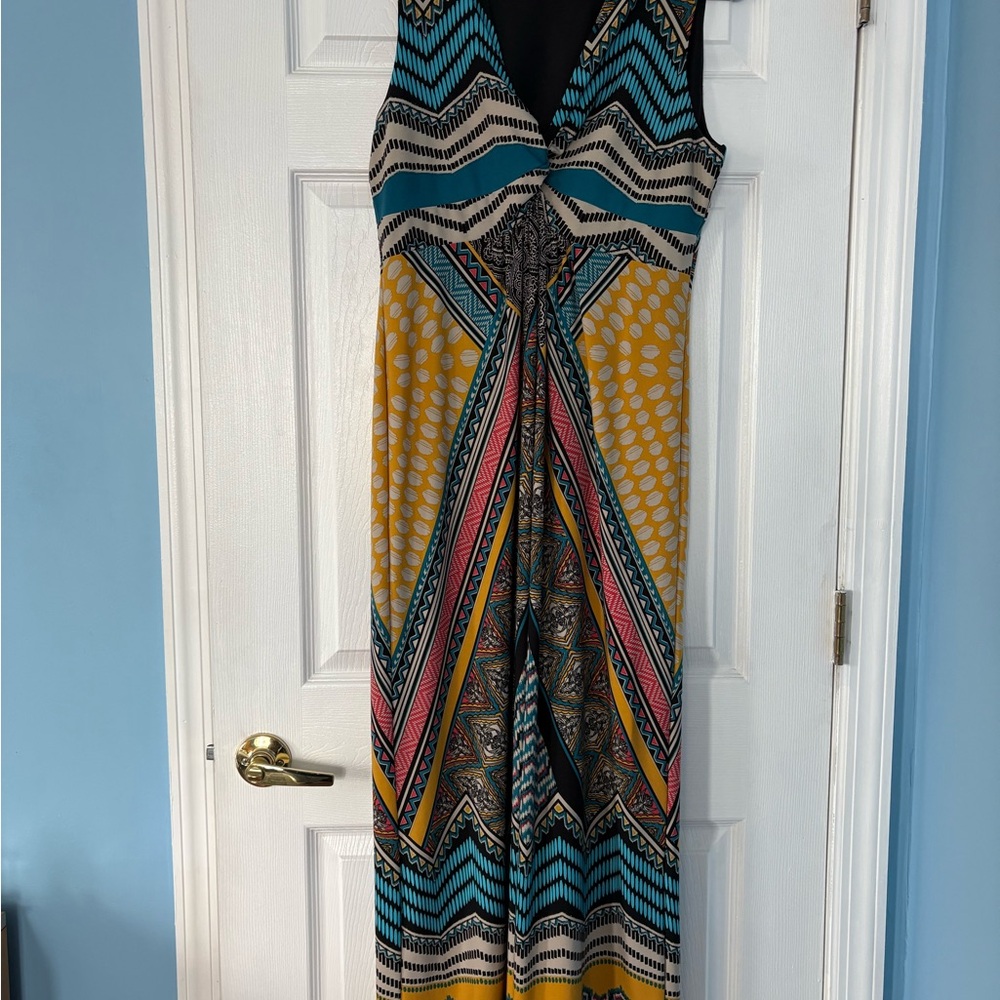 Multicolor Geometric Maxi Dress